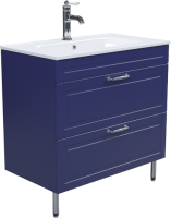 Тумба с раковиной IDDIS Oxford 80 напольная, синяя, раковина 0138000i28