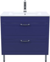 Тумба с раковиной IDDIS Oxford 80 напольная, синяя, раковина 0138000i28
