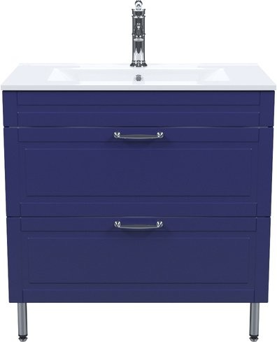 Тумба с раковиной IDDIS Oxford 80 напольная, синяя, раковина 0138000i28