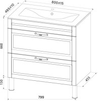 Тумба с раковиной IDDIS Oxford 80 напольная, синяя, раковина 0138000i28