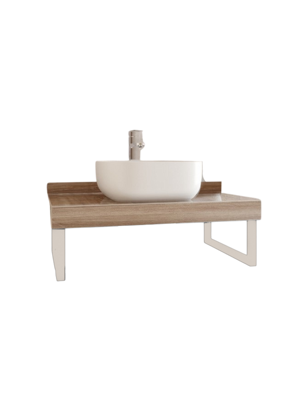 Столешница с раковиной Teymi Helmi 80 дуб кашмир, раковина Solli 41,  с белыми кронштейнами