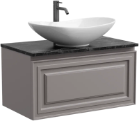 Тумба с раковиной Sancos Very 80 см, doha soft, столешница черный мрамор, раковина CN6015