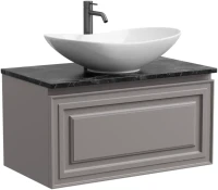 Тумба с раковиной Sancos Very 80 см, doha soft, столешница черный мрамор, раковина CN6015