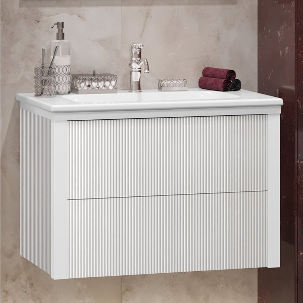 Тумба под раковину Opadiris Рубинно 80 глянцевая белая