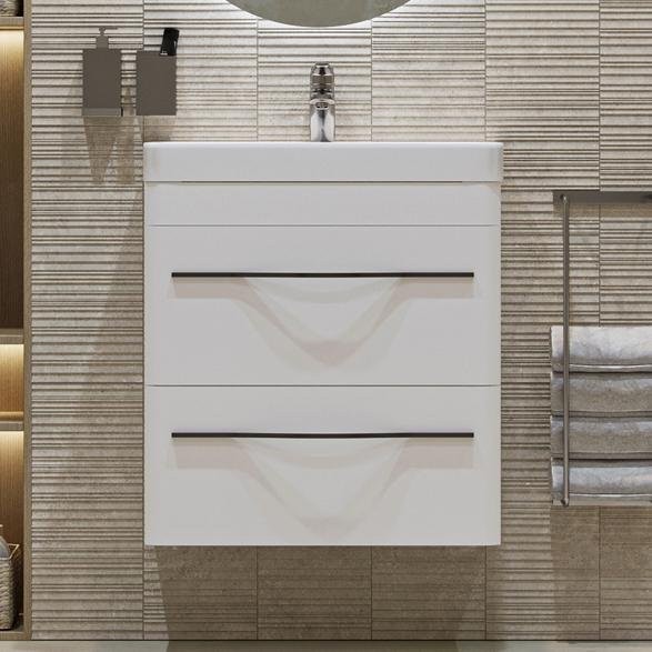 Тумба с раковиной Velvex Jill 60 белая матовая