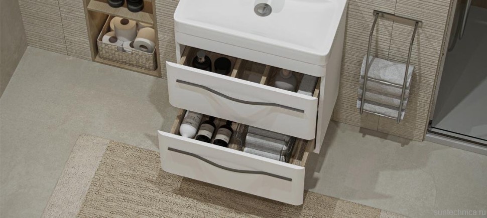 Тумба с раковиной Velvex Jill 60 белая матовая