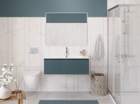 Тумба с раковиной BelBagno Uno 100 подвесная, 1 ящик, матовая голубая