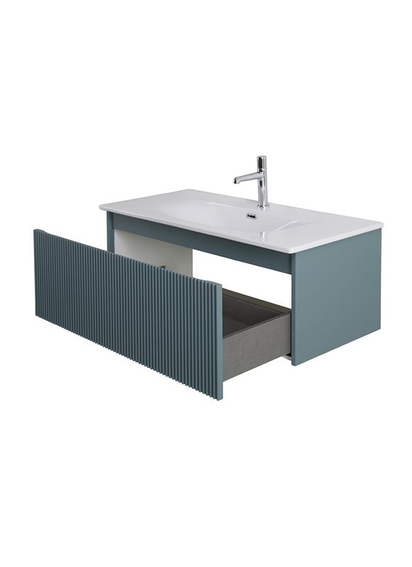 Тумба с раковиной BelBagno Uno 100 подвесная, 1 ящик, матовая голубая