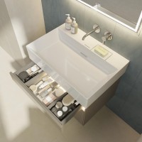 Тумба с раковиной KERAMA MARAZZI Logica 70 подвесная, песчаная, без отверстий под смеситель