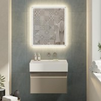 Тумба с раковиной KERAMA MARAZZI Logica 70 подвесная, песчаная, без отверстий под смеситель