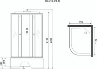 Душевая кабина Niagara NG-214-01LN х220 120х80 с высоким поддоном, с сиденьем