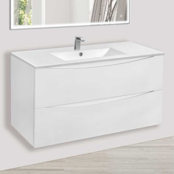 Тумба под раковину Vincea Mia 100, подвесная, белая глянцевая