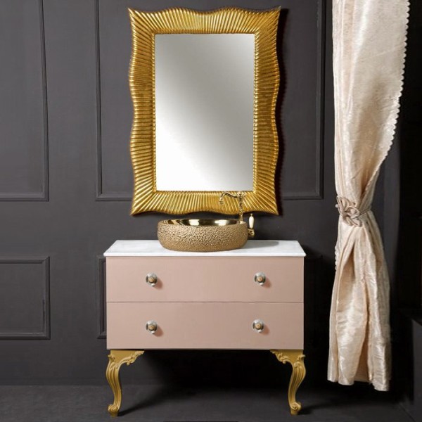 Мебель для ванной комнаты Armadi Art NeoArt 100 капучино с ручками Flora золото, с ножками