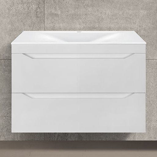 Тумба под раковину Vincea Fine 80, подвесная, белая глянцевая