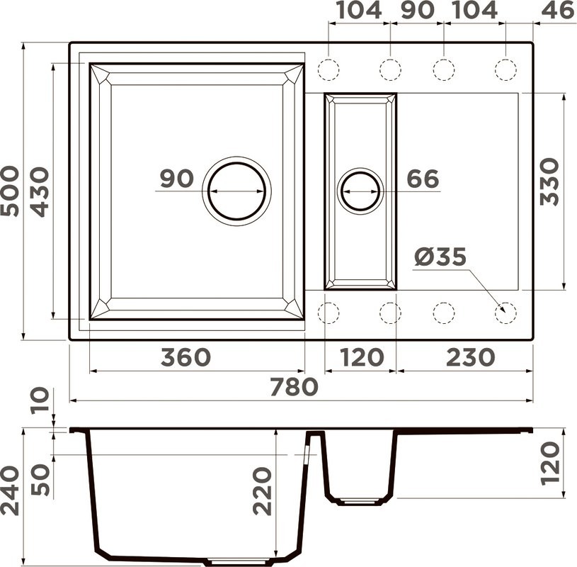 Комплект Мойка Omoikiri Sakaime 78-2-BL черная + Измельчитель Nagare slim 900