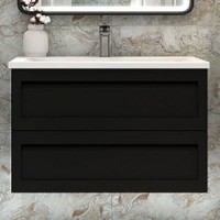Тумба с раковиной Art&Max Platino 100, подвесная, черная матовая