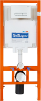 Комплект Унитаз подвесной BelBagno Due BB3103CHR/SC безободковый, с микролифтом, инсталляция BB002-80 с кнопкой BB018-GV-BIANCO