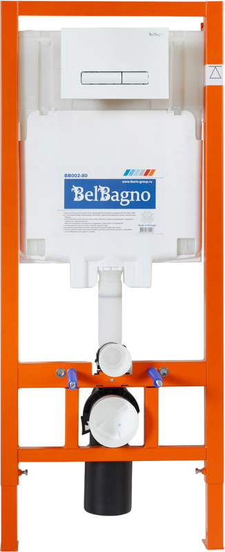 Комплект Унитаз подвесной BelBagno Due BB3103CHR/SC безободковый, с микролифтом, инсталляция BB002-80 с кнопкой BB018-GV-BIANCO