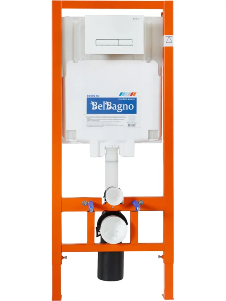 Комплект Унитаз подвесной BelBagno Due BB3103CHR/SC безободковый, с микролифтом, инсталляция BB002-80 с кнопкой BB018-GV-BIANCO