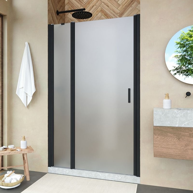 Душевая дверь в нишу Vegas Glass EP-F-1 Novo 135 02М 10 L профиль черный матовый, стекло сатин