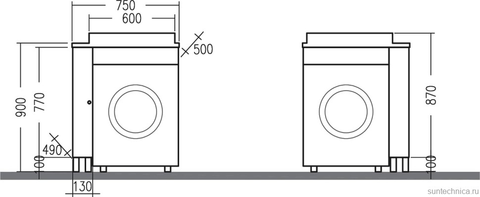 Мебель для ванной комнаты СаНта Луна R 13, под стиральную машину