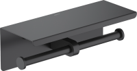 Держатель туалетной бумаги AQUATEK Оберон AQ4909MB двойной, с полкой для телефона, матовый черный
