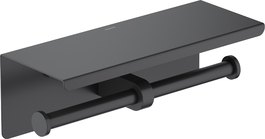 Держатель туалетной бумаги AQUATEK Оберон AQ4909MB двойной, с полкой для телефона, матовый черный