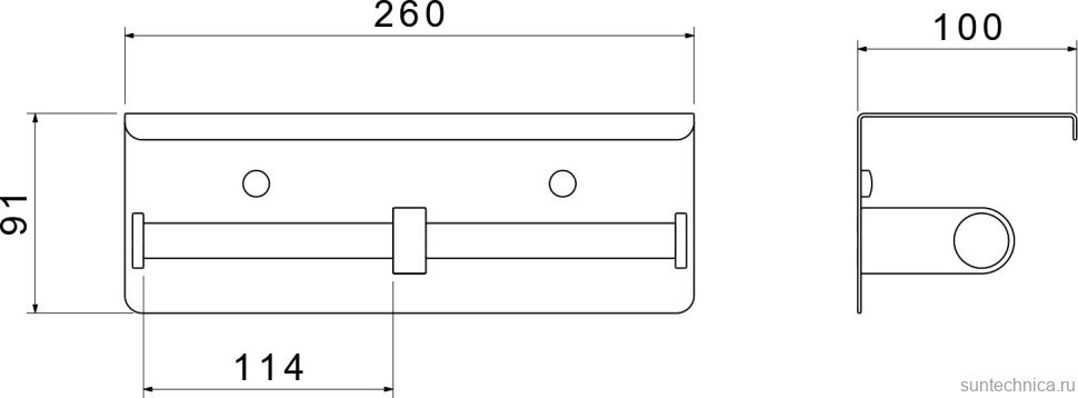 Держатель туалетной бумаги AQUATEK Оберон AQ4909MB двойной, с полкой для телефона, матовый черный