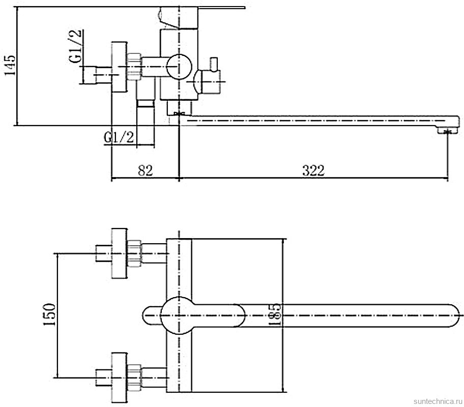 Смеситель с длинным изливом для ванны Fashun A52201-7 черный