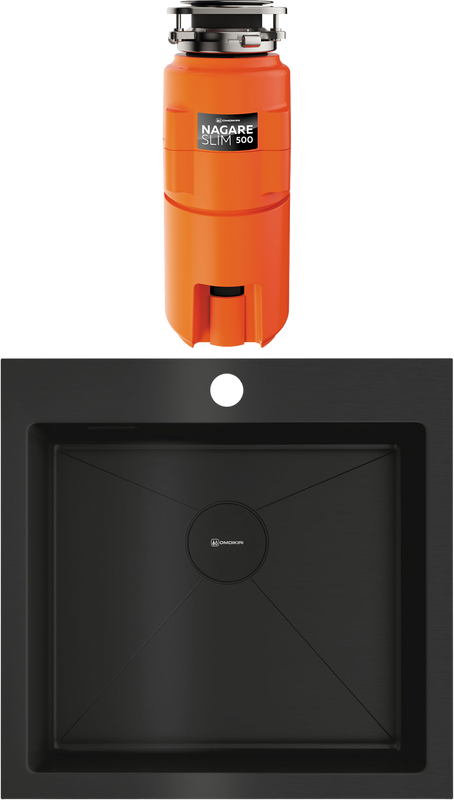 Комплект Мойка Omoikiri Akisame 51-GB графит + Измельчитель Nagare slim 500