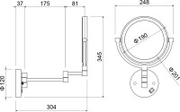 Косметическое зеркало AQUATEK AQ4915MB с подсветкой, двухстороннее, телескопическое, поворотное, черное матовое