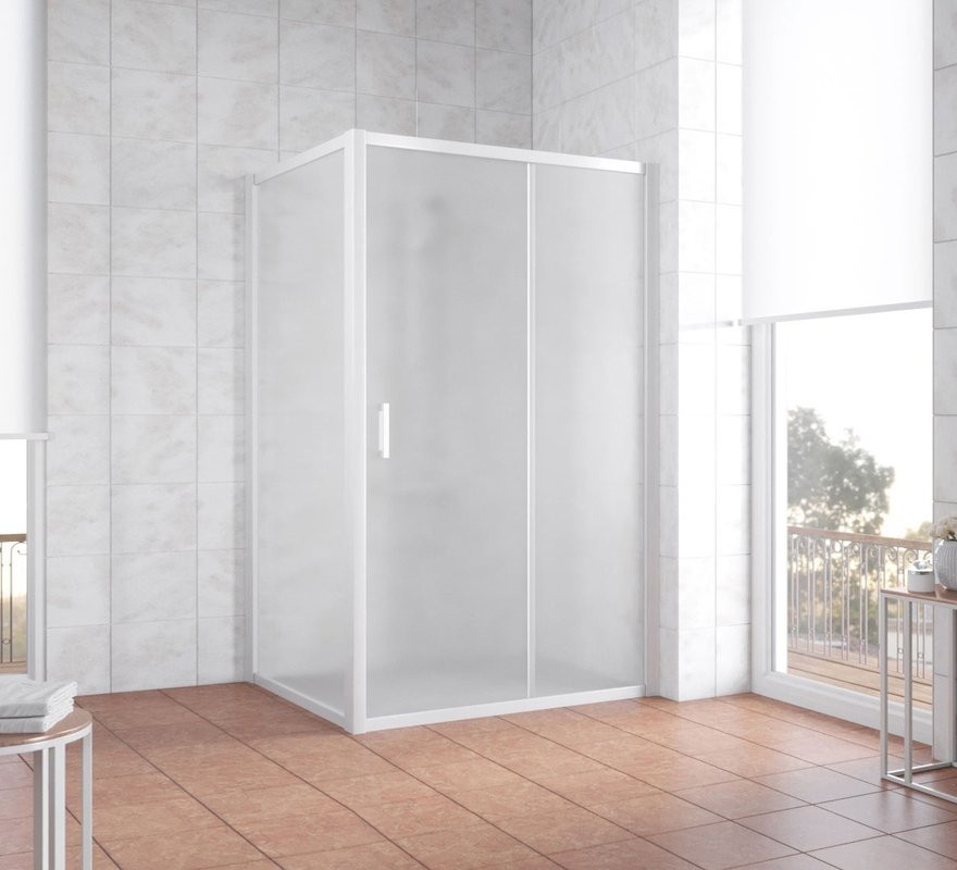 Душевой уголок Vegas Glass ZP+ZPV 110*100 01 10 профиль белый, стекло сатин