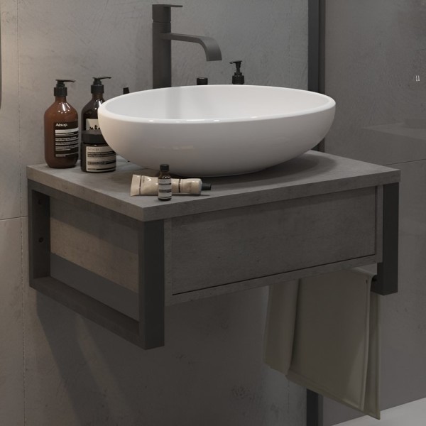 Тумба под раковину 1MarKa Grunge Loft 60П бетон темно-серый