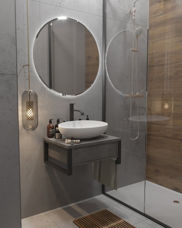 Тумба под раковину 1MarKa Grunge Loft 60П бетон темно-серый