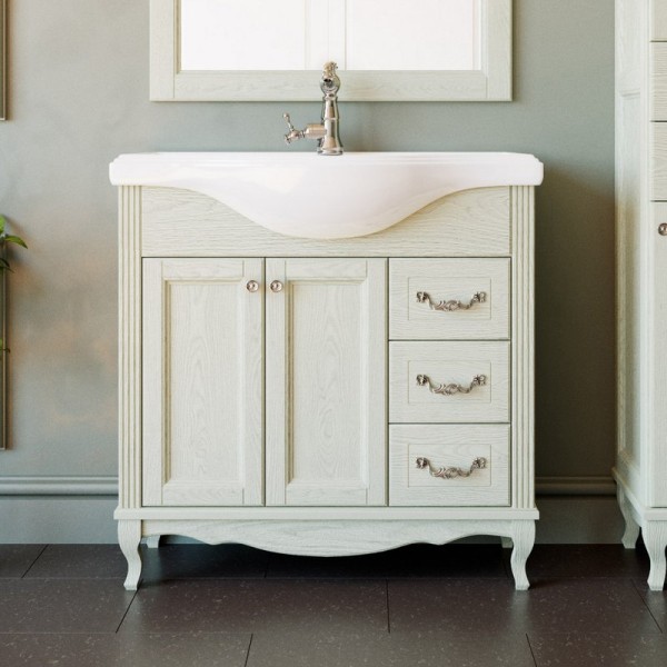 Тумба с раковиной ValenHouse Эллина 80 слоновая кость, фурнитура хром