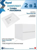 Тумба с раковиной Teymi Laina 60 матовая белая Тумба с раковиной Teymi Laina 60 матовая белая