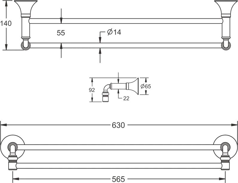 Полотенцедержатель Rose RG1227 хром
