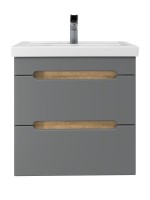 Тумба под раковину без столешницы SanStar Diva 50 подвесная графит софт, дуб вотан