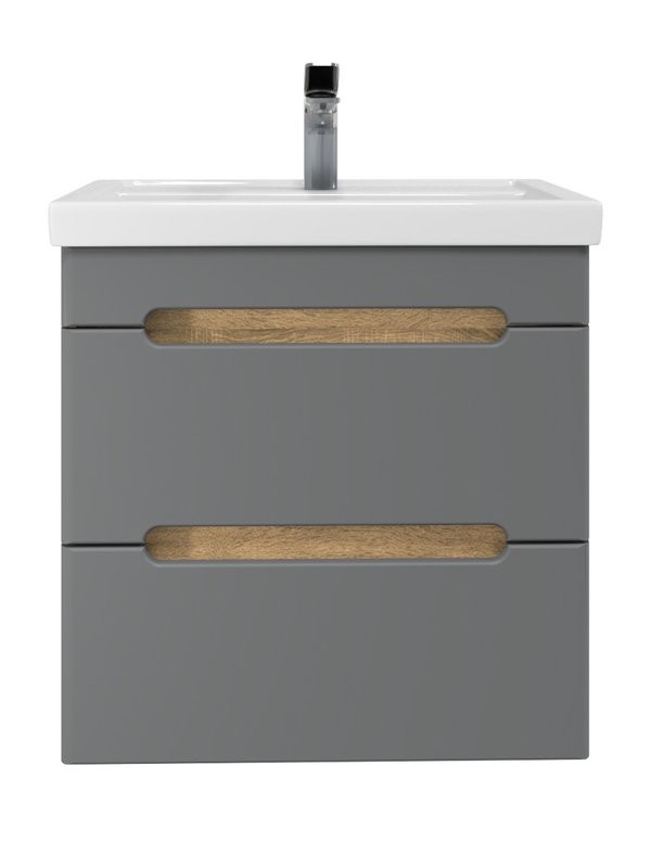 Тумба под раковину без столешницы SanStar Diva 50 подвесная графит софт, дуб вотан