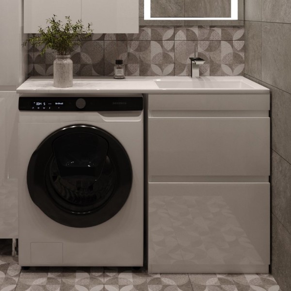 Тумба с раковиной Style Line Даймонд 120 Люкс Plus напольная, белая R