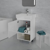 Тумба с раковиной 1MarKa Tera 60Н напольная, белый глянец