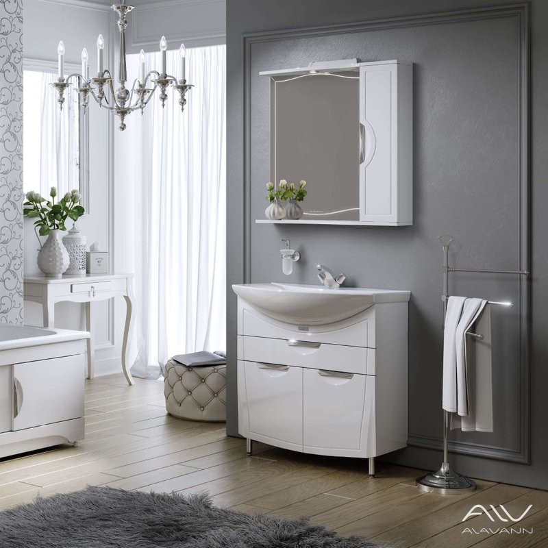 Тумба с раковиной Alavann Monaco 80 напольная, белая