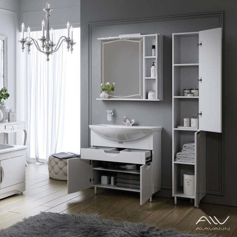 Тумба с раковиной Alavann Monaco 80 напольная, белая