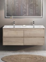 Тумба с раковиной BelBagno Kraft 120 для двоих, 4 ящика, rovere galifax bianco