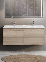 Тумба с раковиной BelBagno Kraft 120 для двоих, 4 ящика, rovere galifax bianco