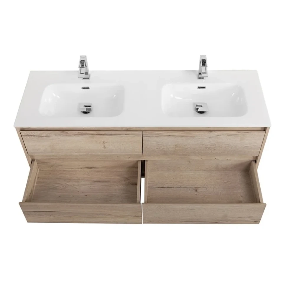 Тумба с раковиной BelBagno Kraft 120 для двоих, 4 ящика, rovere galifax bianco