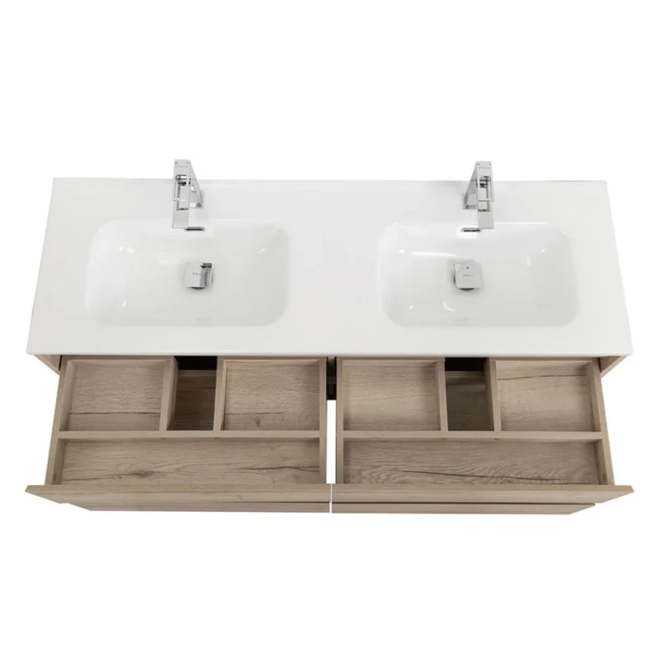 Тумба с раковиной BelBagno Kraft 120 для двоих, 4 ящика, rovere galifax bianco