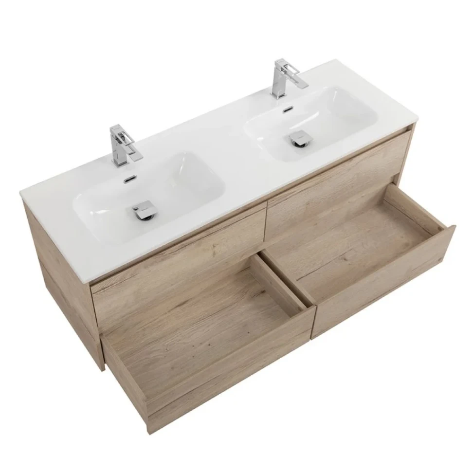 Тумба с раковиной BelBagno Kraft 120 для двоих, 4 ящика, rovere galifax bianco