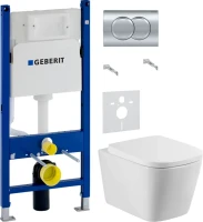 Комплект Унитаз подвесной BelBagno Albano + Крышка BB120SC с микролифтом + Инсталляция Geberit Duofix Delta 458.149.21.1 с кнопкой смыва, хром + Звукоизоляция