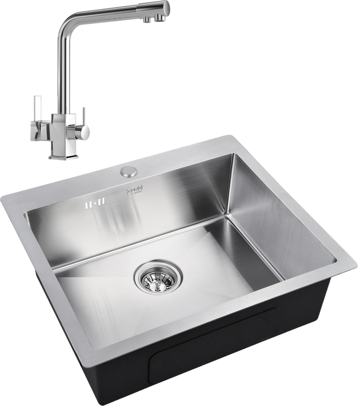 Комплект Мойка Zorg Inox R 5951 + Смеситель MEGA Life MG-TK06 хром